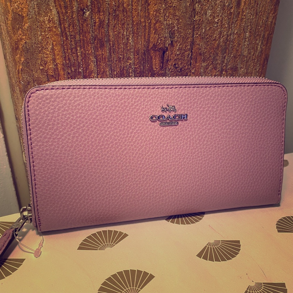 Coach Lilac Pebbled Genuine Leather Wallet